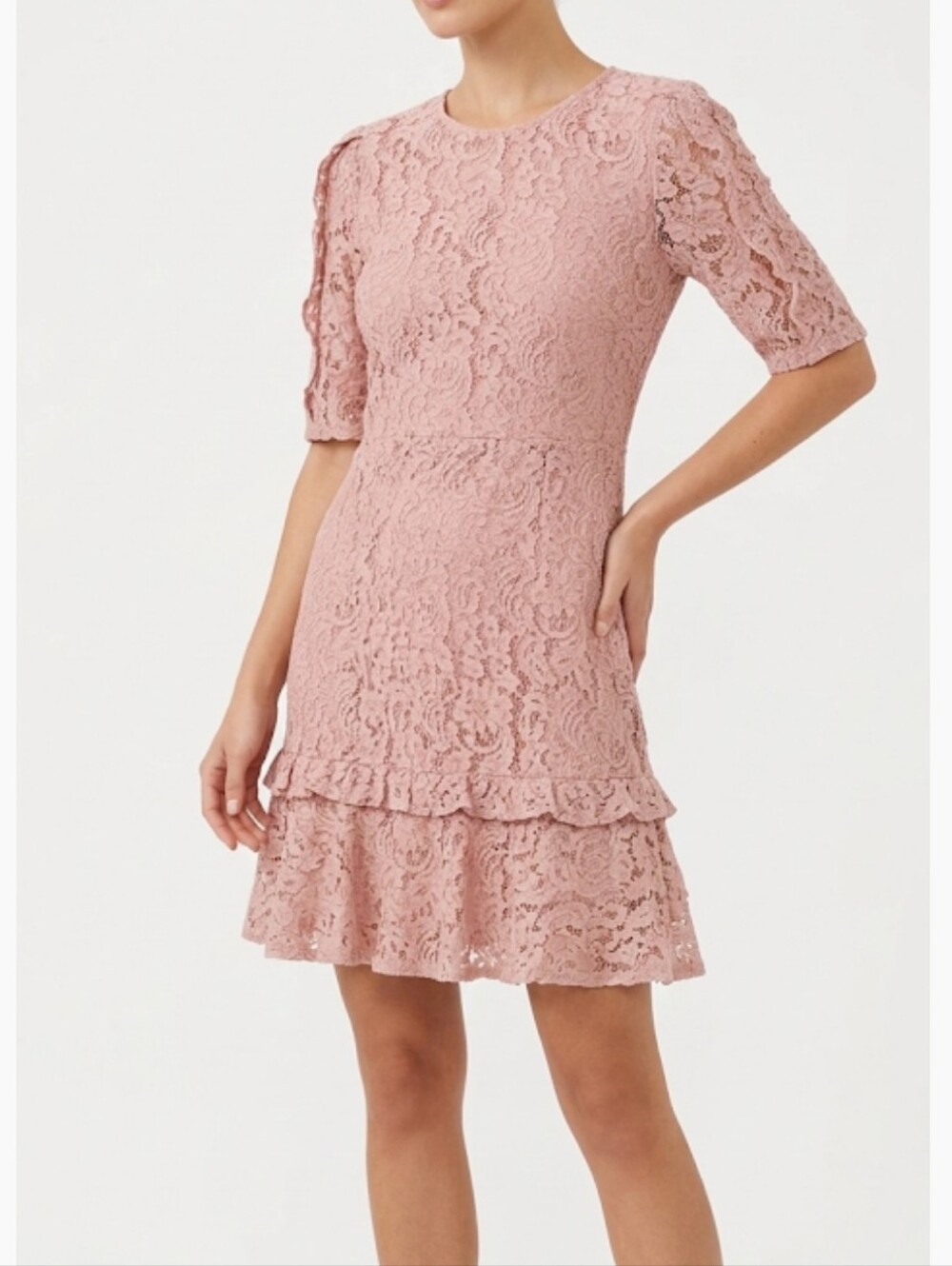 NWT Cooper St Rose Cloud Lace Sheath Dress 12 Ruffles Party Wedding